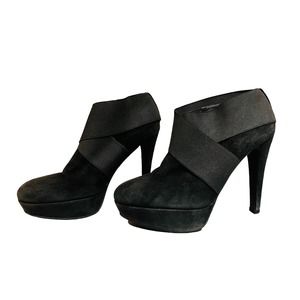 Stuart Weitzman Kilgore Boots Sz 8 Black Suede Elastic Band Platform